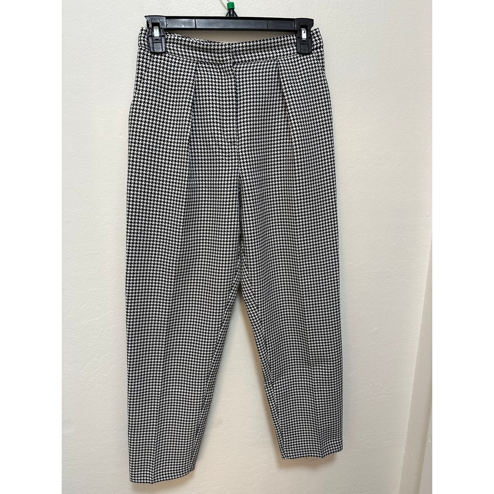 ASOS Houndstooth Pleated‎ Pants Trousers Career High Waist Size US 4 - Picture 2 of 9